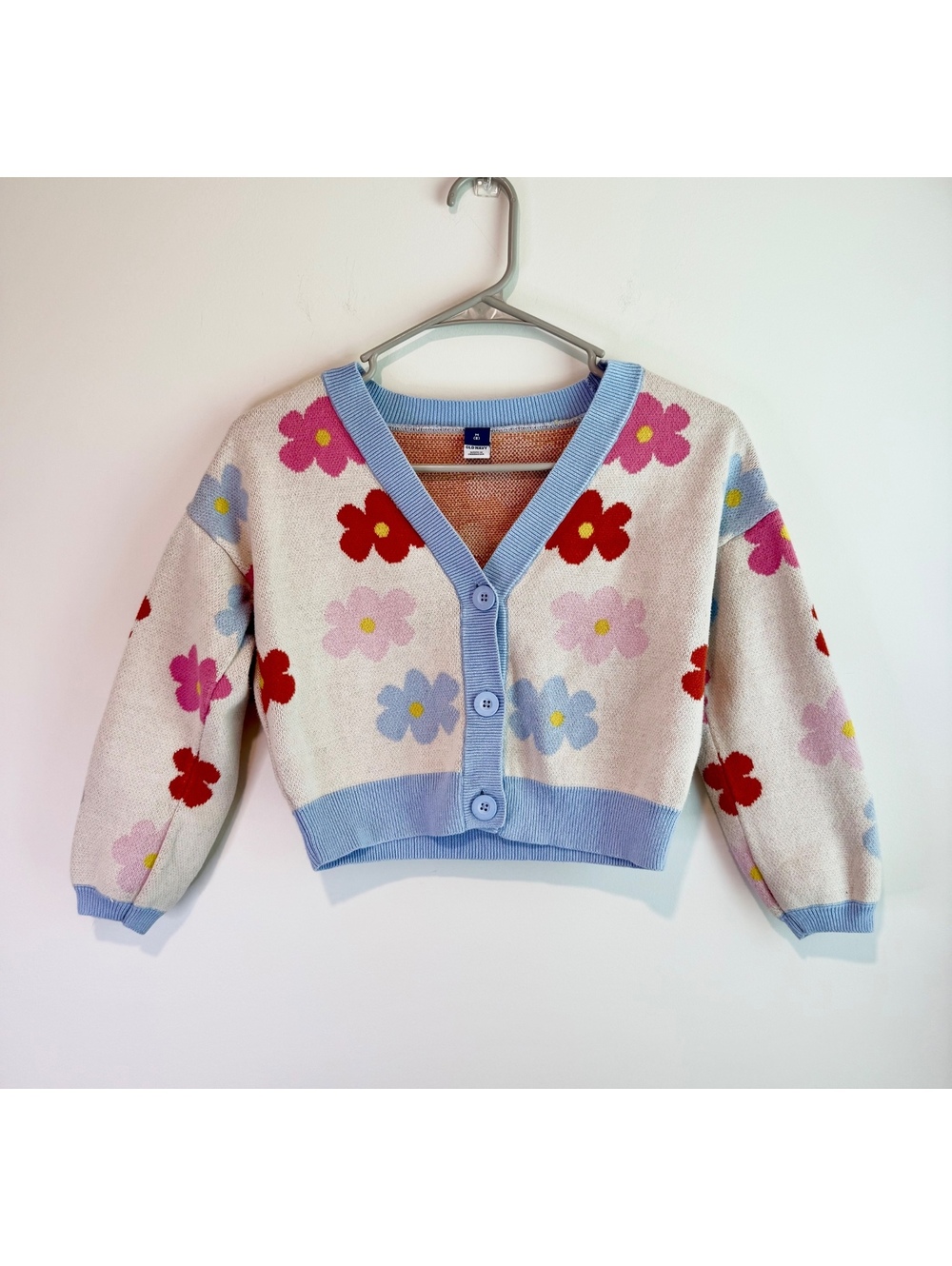 Old Navy Girls Medium (8) Floral Button-Up Cropped Cardigan Sweater